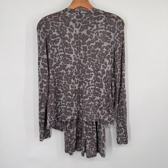 Michael Stars Womens Leopard  2 pc shirt jacket knit  Long Sleeve Top one size - Picture 7 of 14